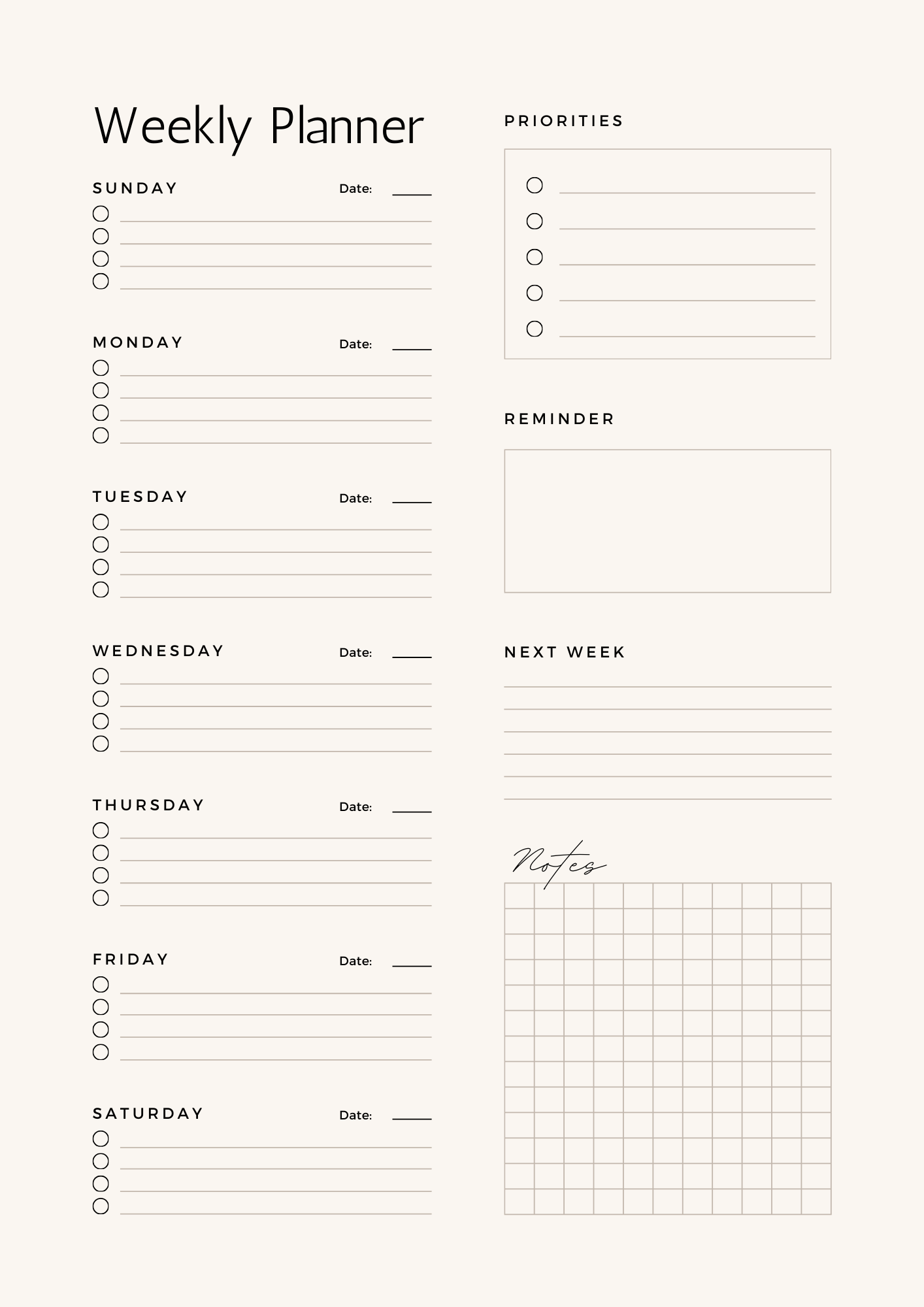 Weekly Planners